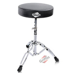 Drum Throne Stand by GRIFFIN - Padded Drummer’s Seat - Drum Set Percussion Chair for Adults - Musicians Guitar Stool Double Braced Hardware