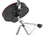 Saddle Drum Throne with Backrest Support by GRIFFIN - Padded Leather Drummer Motorcycle Biker Style Seat - Swivel Adjustable Height Music Drum Chair