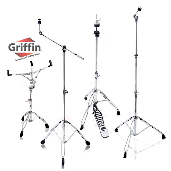 4-PACK Straight Cymbal Stand Set | GRIFFIN Percussion Chrome | Reverb 4-PACK Straight Cymbal Stand Set | GRIFFIN Percussion Chrome | Reverb