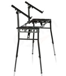 GRIFFIN 2-Tier DJ Coffin Workstation Stand - Double Table Top Keyboard & Laptop Holder - Duel Level Digital Piano Rack Mount Platform for Studio Mixer