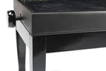 GRIFFIN Genuine Leather Piano Bench - Oversize Duet Vintage Black Solid Wood & Ergonomic Keyboard Stool - 2 Person Cushion Seat & Sheet Music Storage