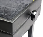 Genuine Leather Adjustable Piano Bench by GRIFFIN - Black Solid Wood Vintage Style & Heavy-Duty Ergonomic Keyboard Stool - Cushion Seat With Storage