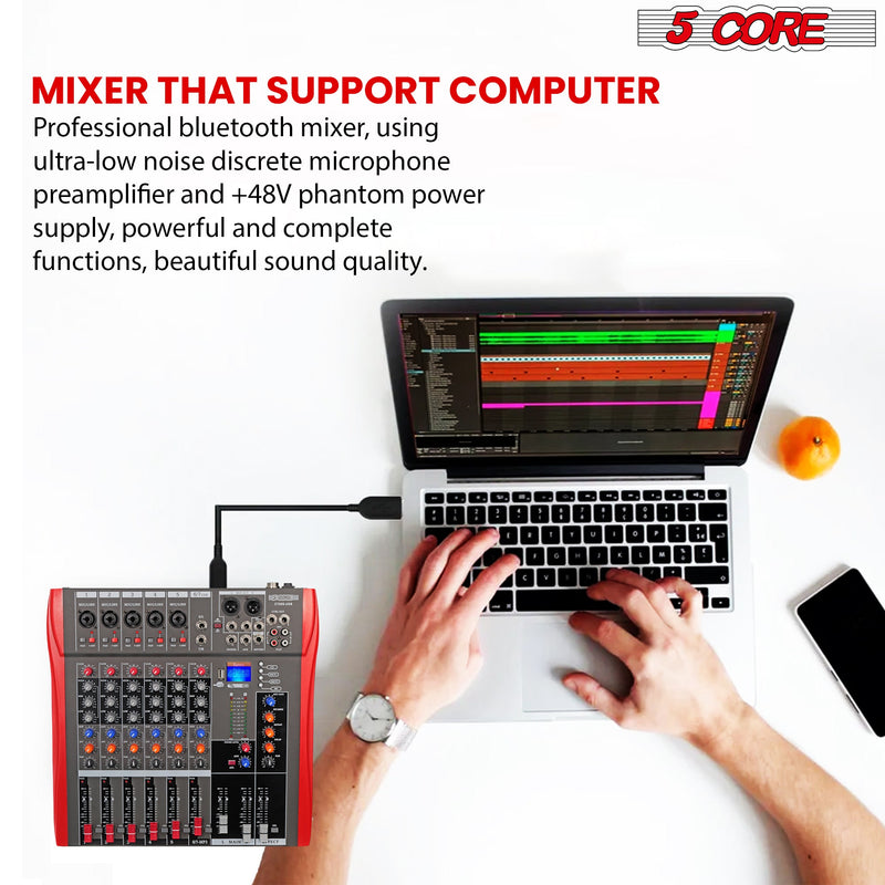 Audio Mixer DJ Equipment Digital Sound Board 6 Channel MX 6CH