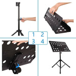 Sheet Music Stand-Metal with Light, Portable Violin Guitar