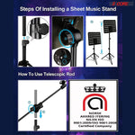 Sheet Music Stand With Mic Stand Holder - 3 IN 1 Professional