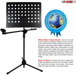 Sheet Music Stand With Mic Stand Holder - 3 IN 1 Professional