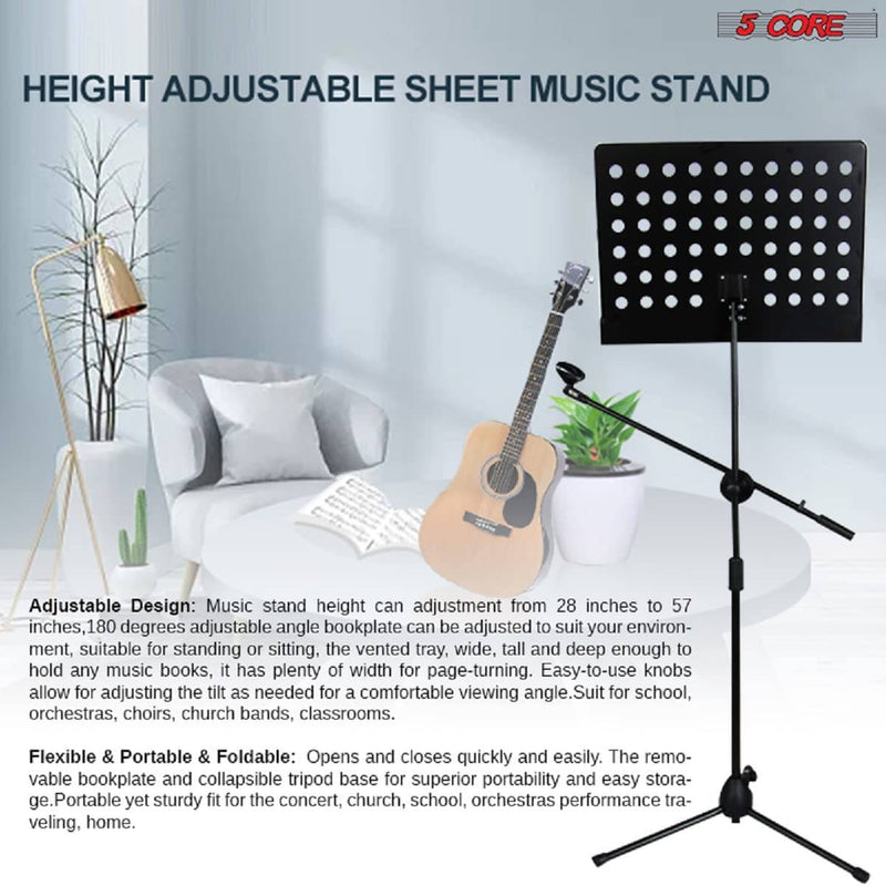 Sheet Music Stand With Mic Stand Holder - 3 IN 1 Professional