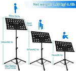 Sheet Music Stand-Metal with Light, Portable Violin Guitar