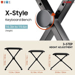 Folding Piano Keyboard Bench Padded Stool X Seat Chair