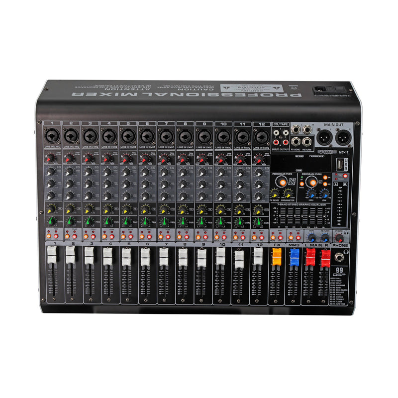 Audio Mixer 12 Channel DJ Equipment Sound Board MX 12CH L
