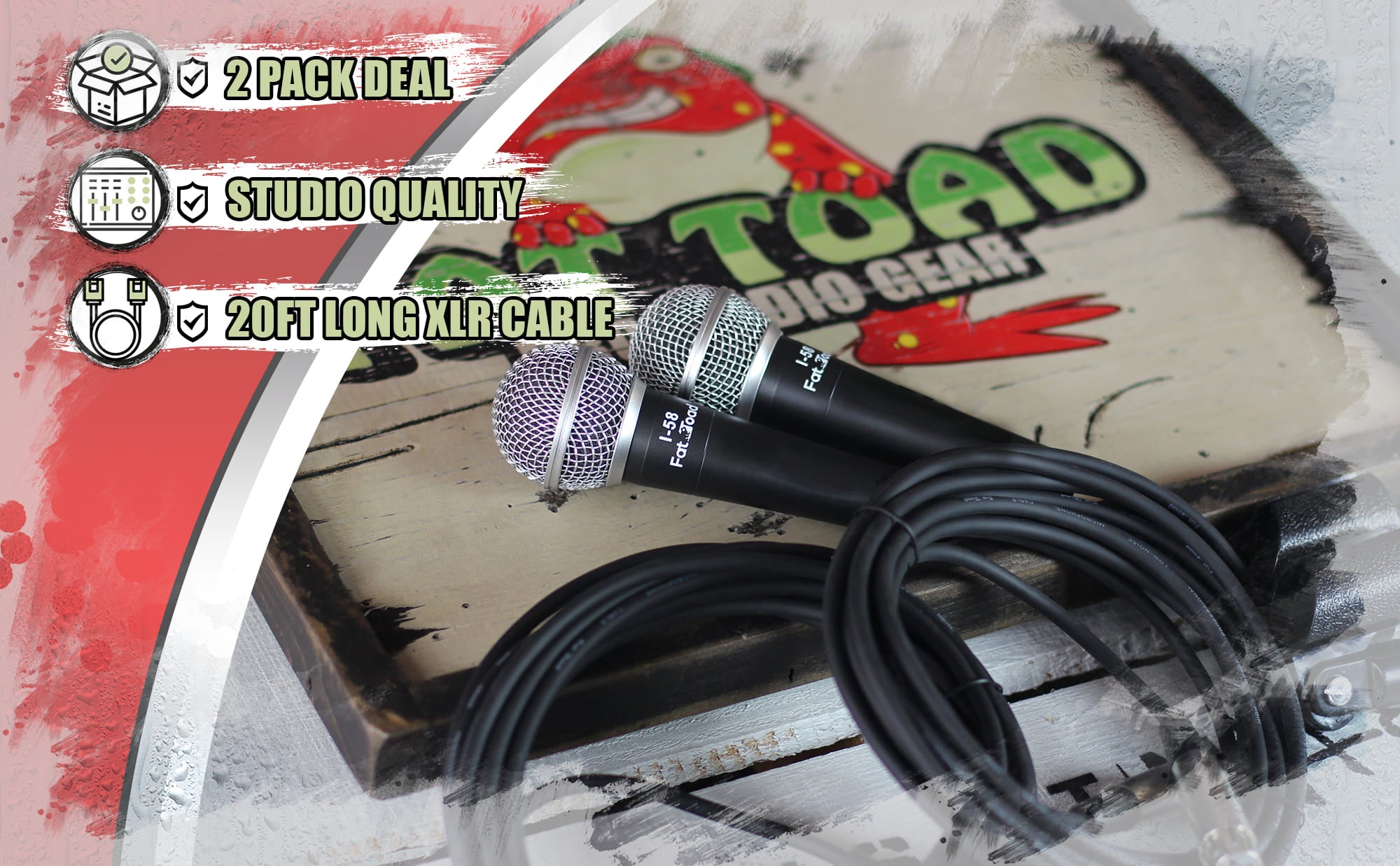 H&-Held Vocal Dynamic Microphone Package with XLR Mic Cables ...
