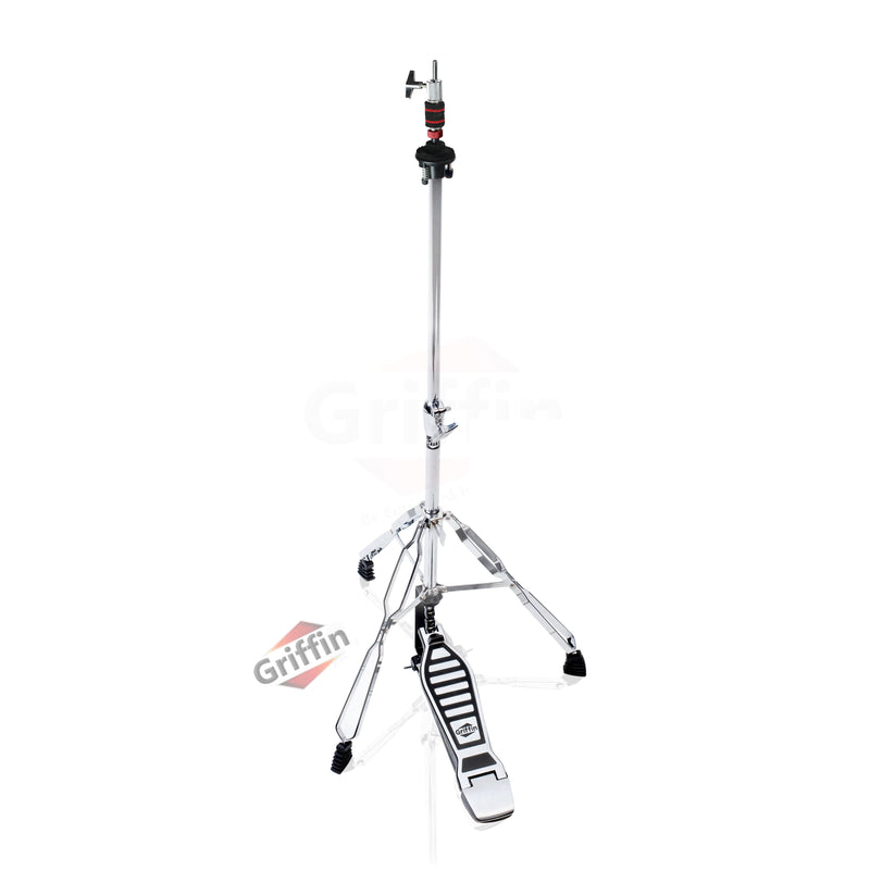 Hi-Hat Stand by GRIFFIN - Deluxe Hi Hat Cymbal Pedal With Drum Key - HiHat Mount with Chrome Double Braced Hardware Accessory Set - Adjustable Holder