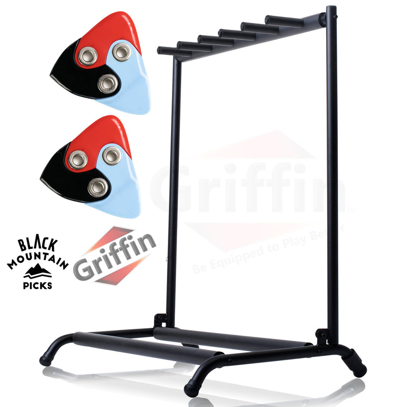 2X BLACK MOUNTAIN Asteroid Guitar Picks With Five Guitar Rack Stand by GRIFFIN
