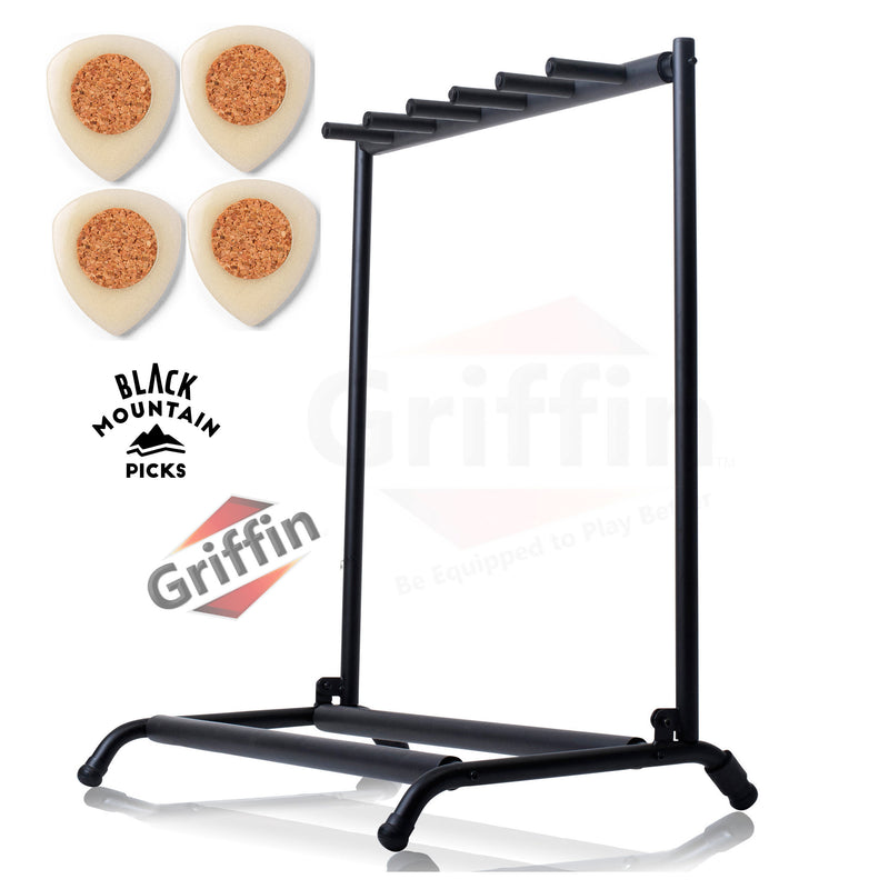 4X BLACK MOUNTAIN Handcrafted Tagua Guitar Pick WITH GRIFFIN 5 Guitar Rack Stand