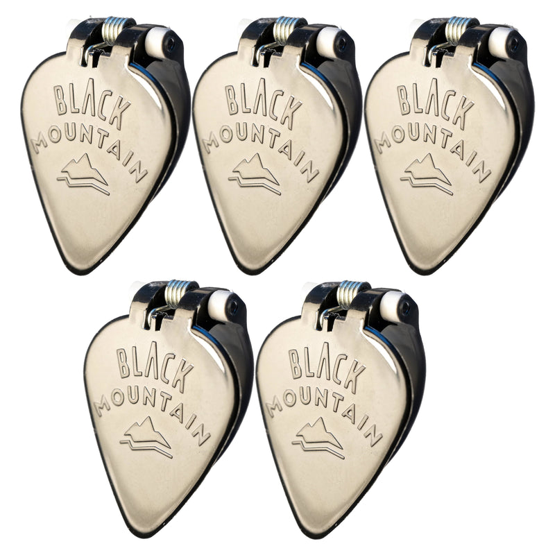 5X BLACK MOUNTAIN Spring Loaded Guitar Thumb Picks | Medium Gauge Right Handed
