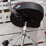 Saddle Drum Throne with Backrest Support by GRIFFIN - Padded Leather Drummer Motorcycle Biker Style Seat - Swivel Adjustable Height Music Drum Chair