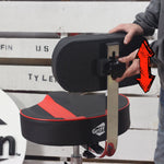 Saddle Drum Throne with Backrest Support by GRIFFIN - Padded Leather Drummer Motorcycle Biker Style Seat - Swivel Adjustable Height Music Drum Chair