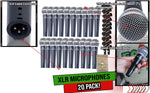 20 PACK Cardioid Dynamic Microphones & Clips by FAT TOAD | Vocal Handheld, Unidirectional Mic | Singing Mics Designed for Music Stage Performances & Professional Studio Recording or DJ Karaoke