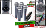 Cardioid Microphones with Clips (4 Pack) by FAT TOAD | Vocal Handheld, Wired Unidirectional Mic | Singing Microphone Designed for Music Stage Performances & Streaming Studio Recording or PA DJ Karaoke