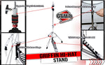 Deluxe Hi-Hat Stand by GRIFFIN | Hi Hat Cymbal Pedal With Pull Chain | HiHat Mount with Chrome Double Braced Hardware Accessory Set | Adjustable High Hat Holder Ideal for Mobile Percussion Drummers