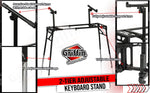 GRIFFIN 2-Tier DJ Coffin Workstation Stand | Double Table Top Keyboard & Laptop Holder | Digital Piano Rack Mount Platform for Studio Mixer Controllers, Turntable, Speakers, & Stage Equipment