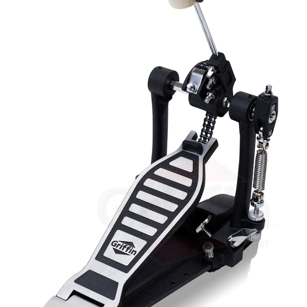 3-PACK Kick Drum Foot Pedal, Snare Stand & Hi-Hat Pedal Griffin Drummers Chrome
