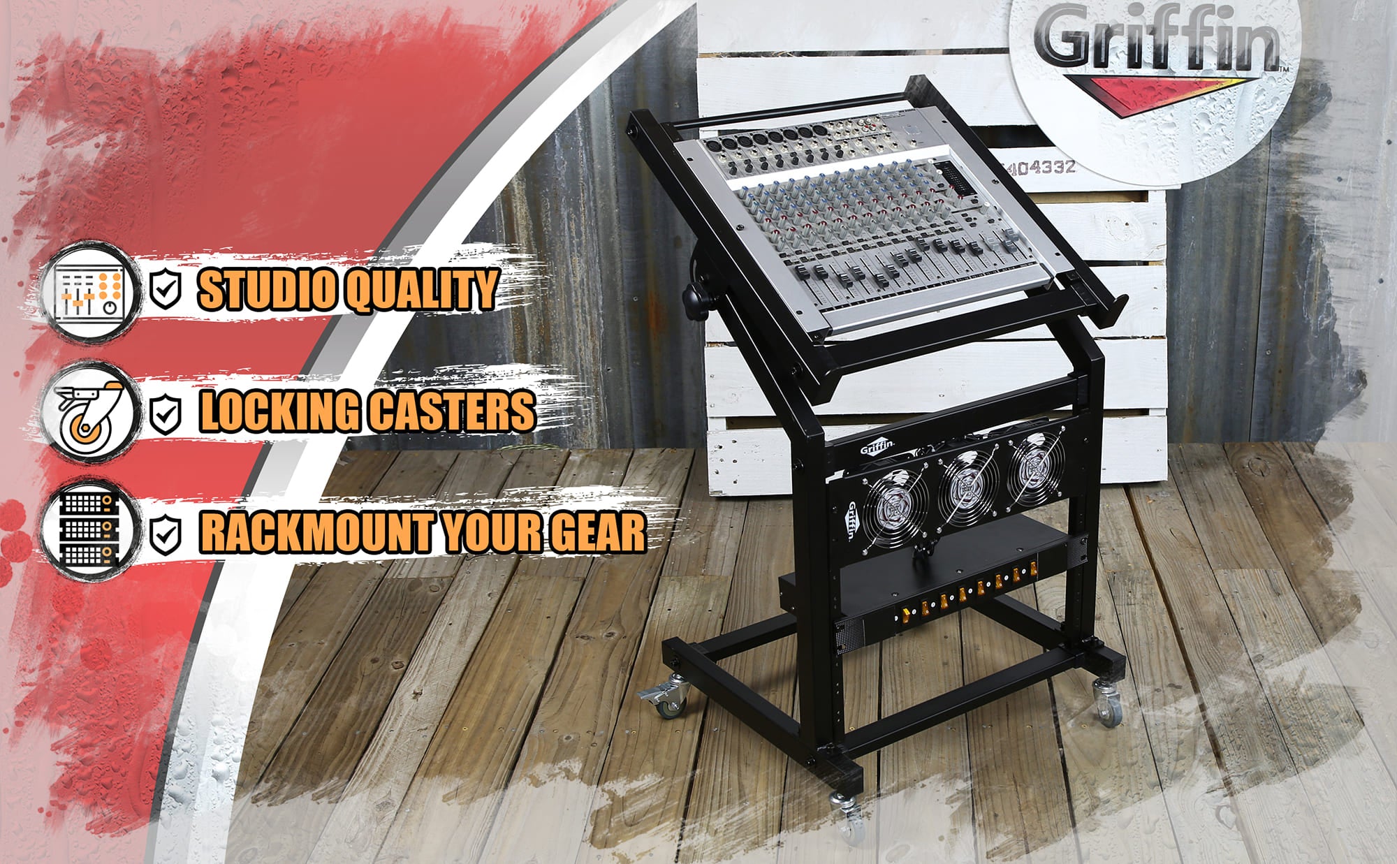 Studio Rack Mount Stand, Rolling Rackmount Mixer Case on Wheels ...