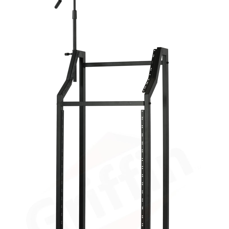 GRIFFIN Rack Mount Cart Stand & Top Mixer Platform 25U - Rolling Music Studio Booth Case Holder - Sound Stage Pro Audio Recording Cabinet Mount Rails