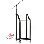 GRIFFIN Rack Mount Cart Stand & Top Mixer Platform 25U - Rolling Music Studio Booth Case Holder - Sound Stage Pro Audio Recording Cabinet Mount Rails