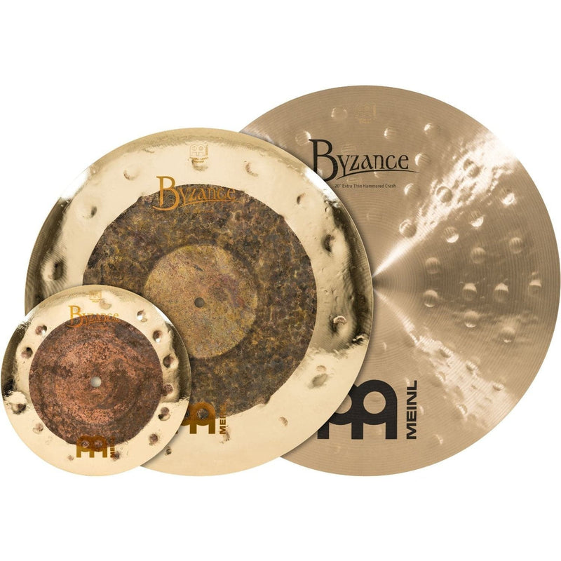 Meinl Byzance Mixed Crash/Splash Cymbal Pack Dual 18" & 10", Extra Thin Hammered 20"