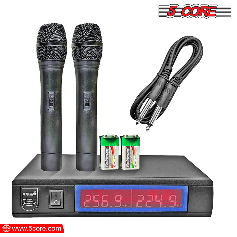 5Core VHF Dual Channel DIGITAL Wireless Microphone System Receiver &