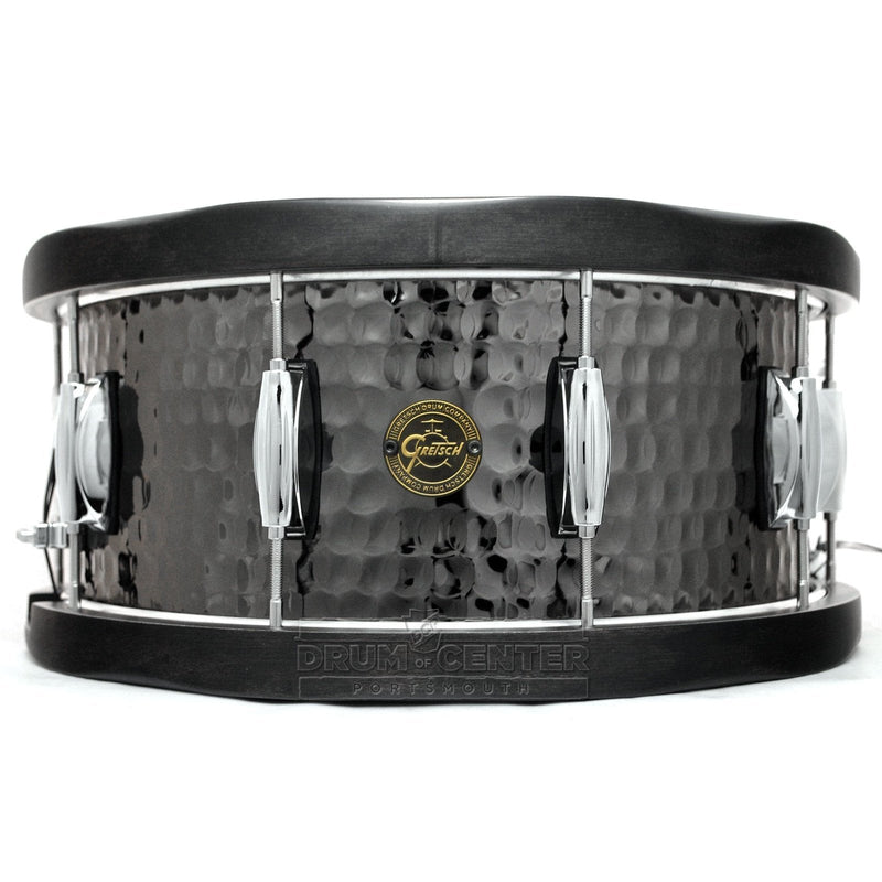 Gretsch Full Range Hammered Black Steel Snare14x6.5 w/Wood Hoops