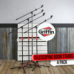 GRIFFIN Microphone Boom Stand 4 PACK - Telescoping Tripod Mic Clip Mount Holder