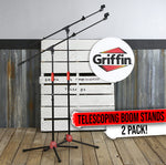 GRIFFIN Tripod Microphone Boom Stand 2 PACK - Telescoping Mic Studio Arm Mount