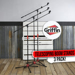 Microphone Boom Stand 3 PACK - GRIFFIN Telescoping Boom Tripod Studio Stage Mic