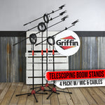 GRIFFIN Microphone Stand Boom Arm 4-PACK Holder XLR Cable Karaoke Wired Mic Clip