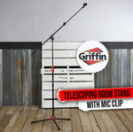 GRIFFIN Microphone Stand - Telescopic Mic Boom Mount Stage Studio Holder Clip