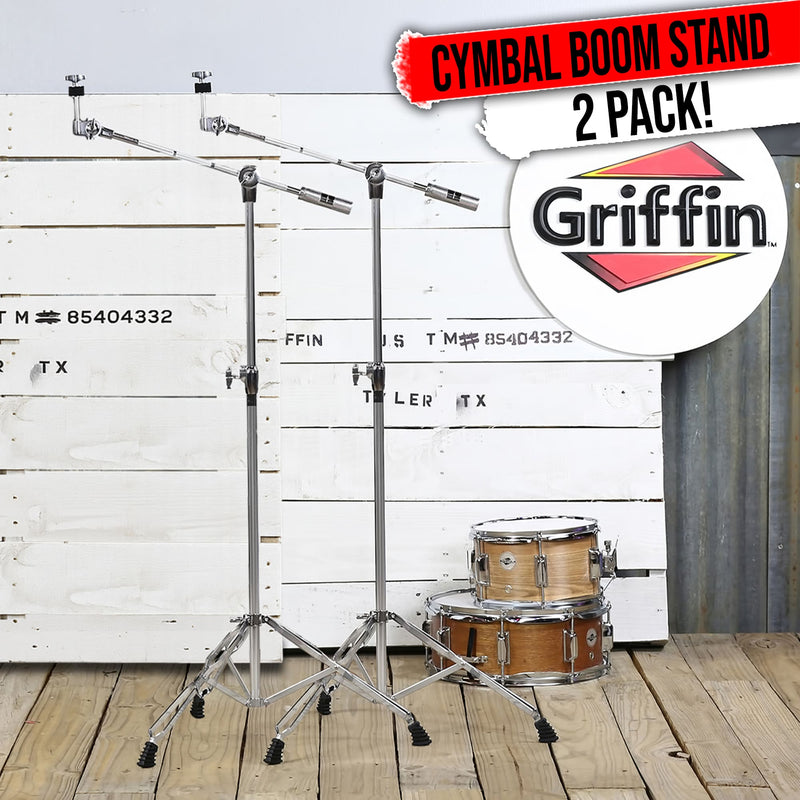 GRIFFIN Cymbal Boom Stand - 2 PACK Drum Hardware Arm Mount Adapter Percussion