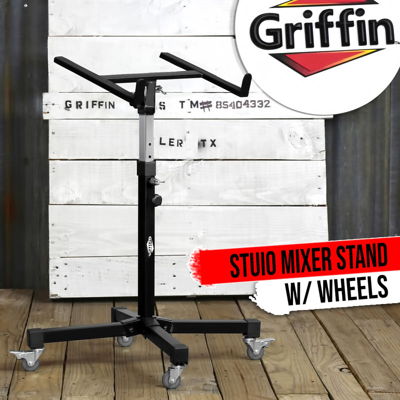 GRIFFIN Studio Music Mixer Stand on Wheels - DJ Recording Gear Cart Table Mount