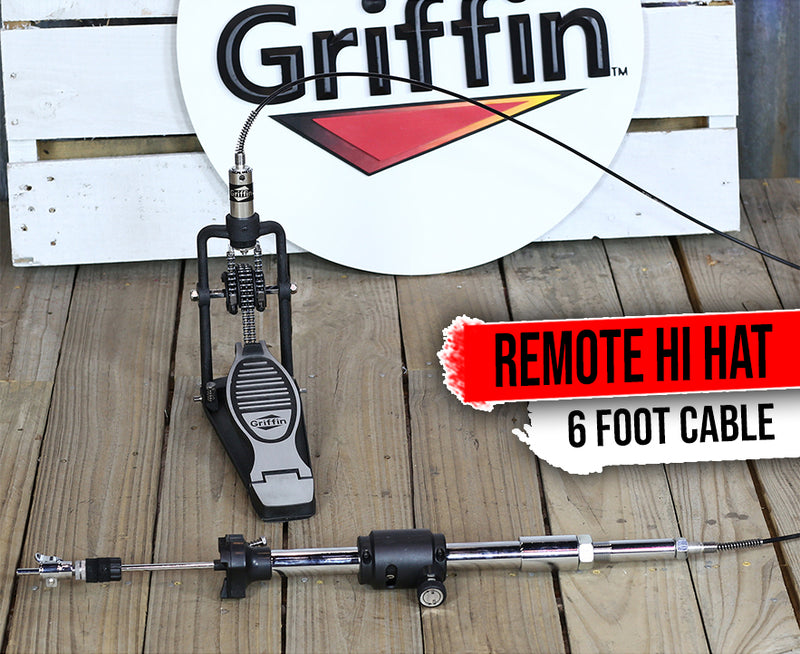 Remote Hi Hat Cymbal Stand - GRIFFIN Auxiliary Cable Foot Pedal Drum High HiHat