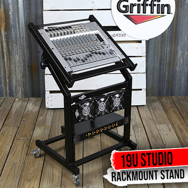 GRIFFIN Rack Mount Stand - Music Studio Recording Mixer Cart Rail Gear Holder