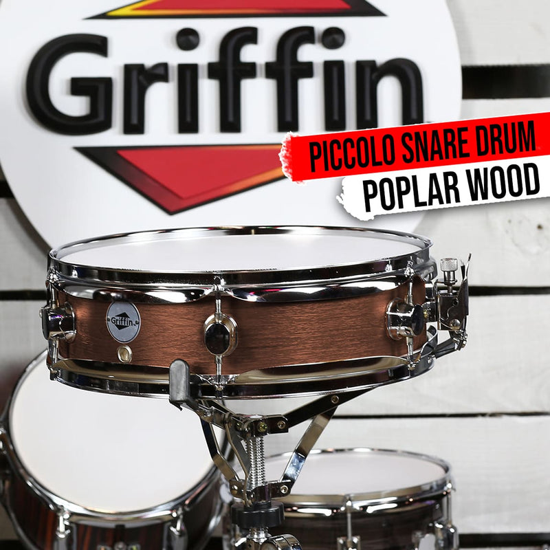 GRIFFIN Piccolo Snare Drum 13x3.5 Hickory Poplar Wood Shell Acoustic Percussion