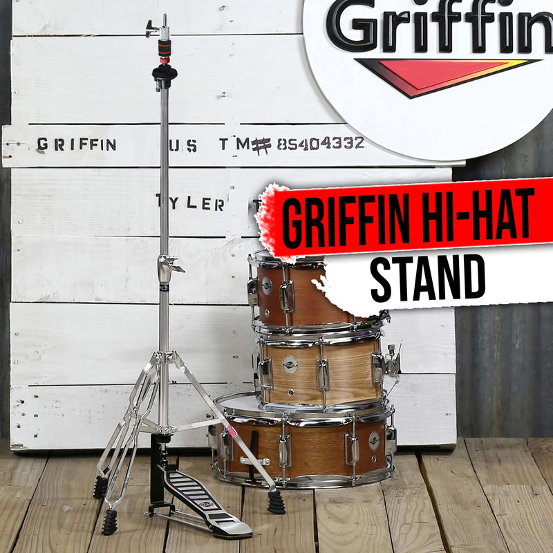 GRIFFIN Hi-Hat Stand | HiHat Cymbal Hardware Drum Pedal Holder Percussion Mount
