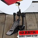 GRIFFIN Bass Drum Pedal - Single Kick Foot Percussion Hardware Double Chain