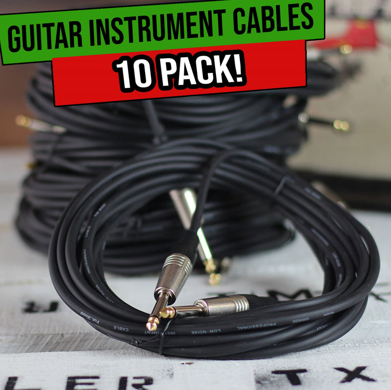 Guitar Cables Instrument Cord - PACK 20FT Wire Recording Studio Amp 1/4 FAT TOAD