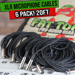XLR Microphone Cables 6 PACK - 20Ft Wire Mic Cord Studio Patch Mixer Pro Audio
