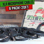Microphone XLR Cables 20Ft FAT TOAD 8 Lot - Pro Audio Studio Mic Cord Wire 24AWG