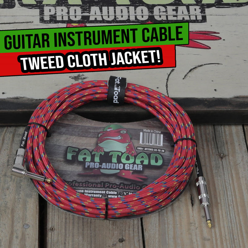 Guitar Cable Tweed Cloth Woven Jacket FAT TOAD Right Angle Wires Instrument Cord