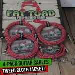 Guitar Cable Right Angle 20FT Tweed Cloth Woven Braided Cord 1/4 Instrument Wire