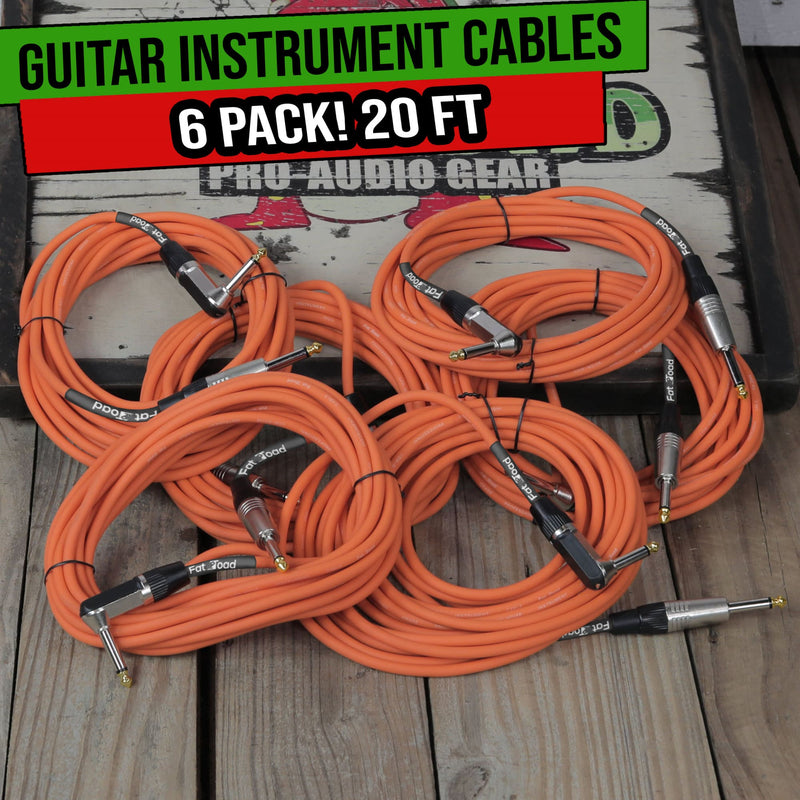 FAT TOAD Guitar Cables Right Angle 20FT 1/4 Jack Cords Instrument Speaker Wires